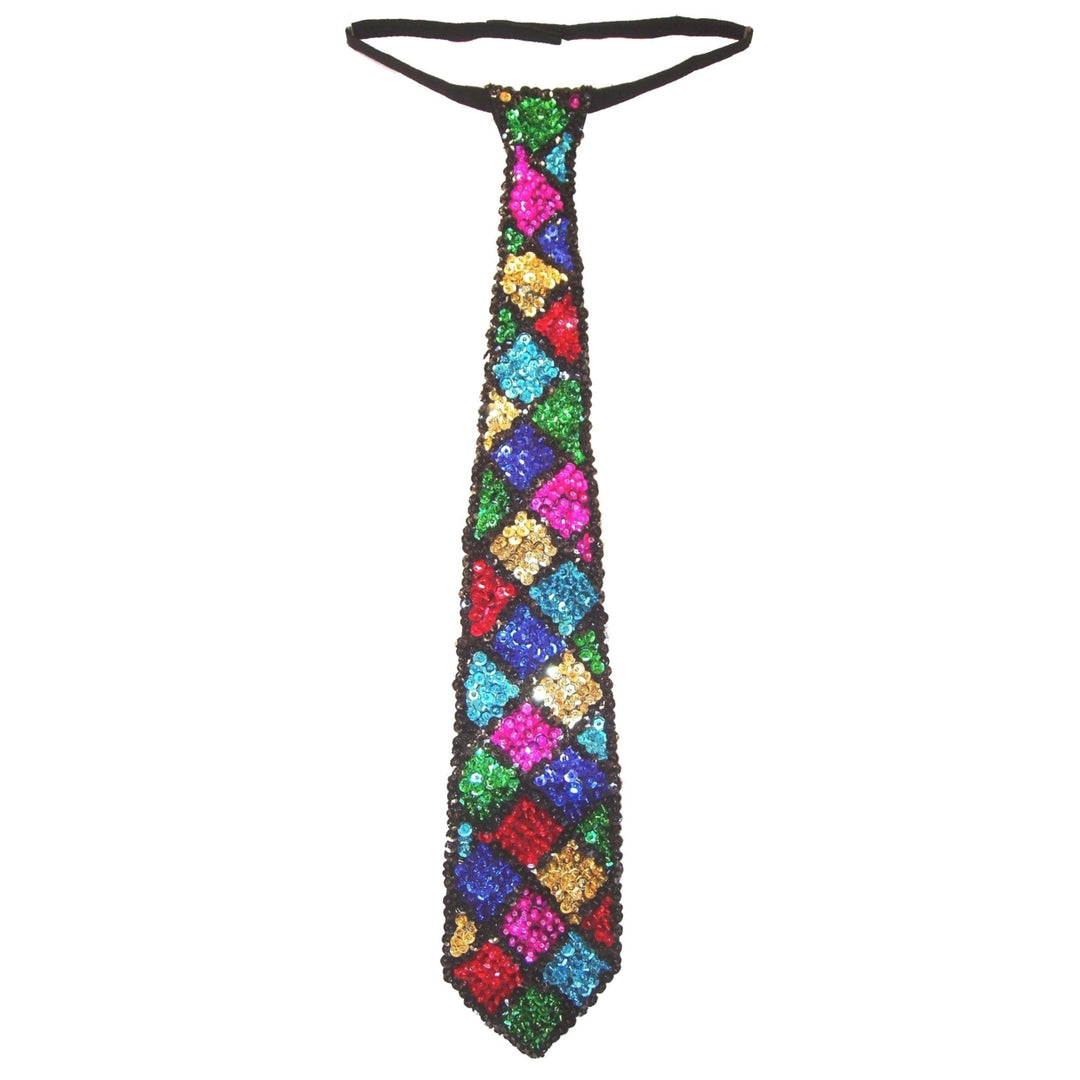 Sequin Neck Tie Mosaic Squares Adult Unisex Image 1