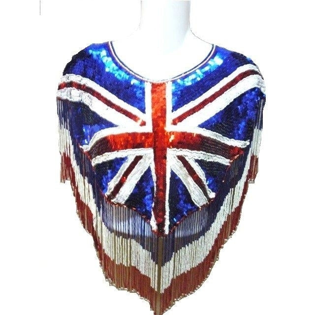 Sequin Shawl #1006 British Flag Image 1