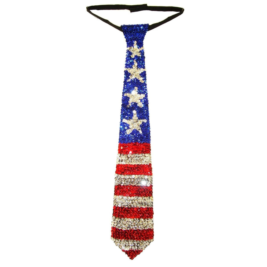 Sequin Neck Tie USA Stars and Stripes Adult Unisex 142 Image 1