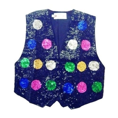 Sequin Vest Black with Color Dots Image 1