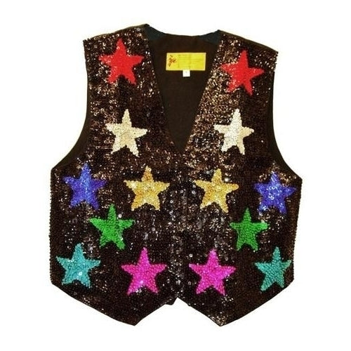Sequin Vest Black with Color Stars Image 1