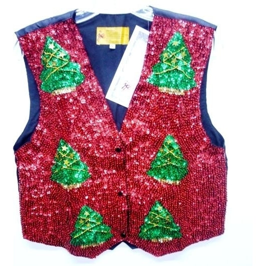 Sequin Vest Italian Flag White Image 1