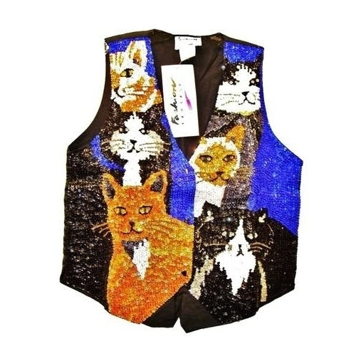 Sequin Vest Fancy Felines Image 1