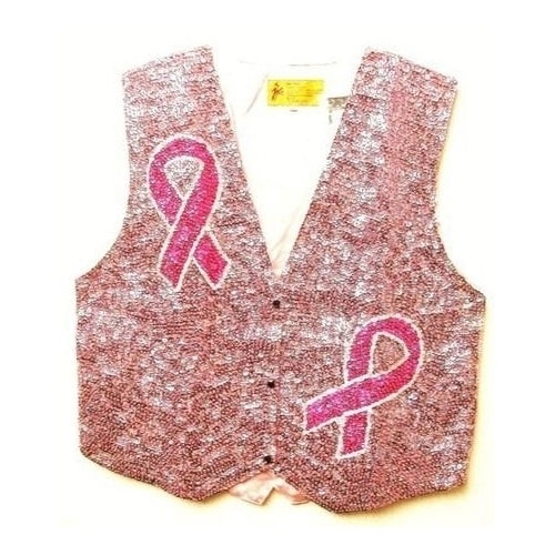 Sequin Vest Pink with Fushia Ribbon Image 1
