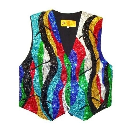 Sequin Vest Rainbow Zig-Zag Adult Unisex Image 1