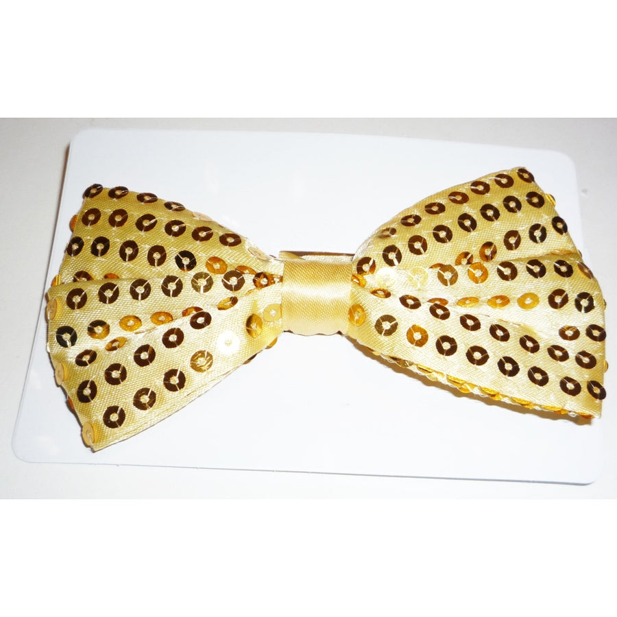 Sequined Fabric Bow Tie Gold Image 1