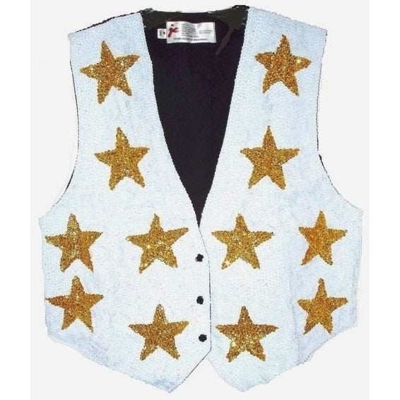 Sequin Vest White with Gold Stars Image 1