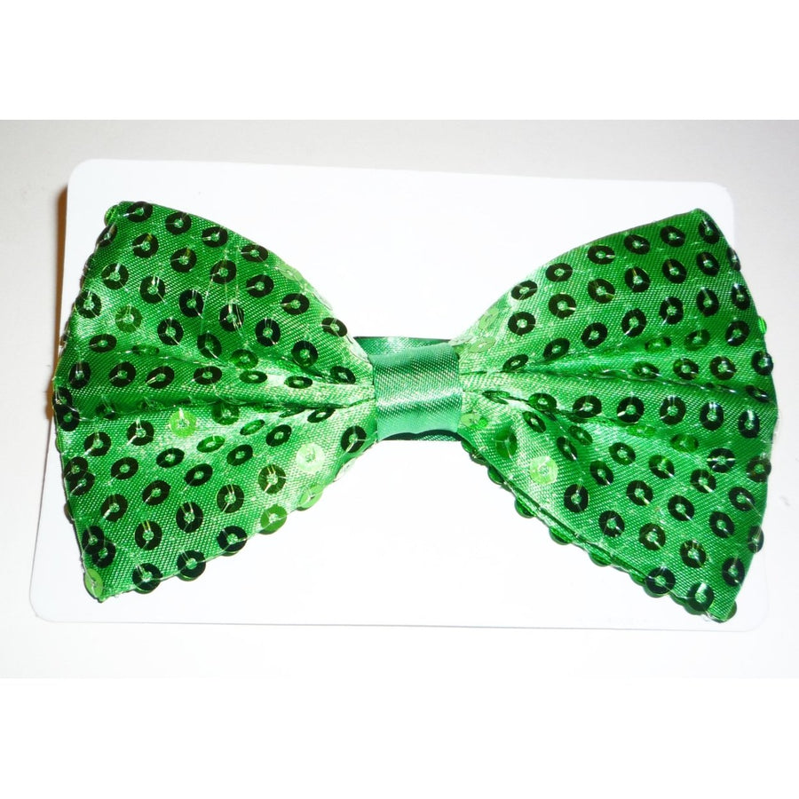 Sequined Fabric Bow Tie Green Image 1