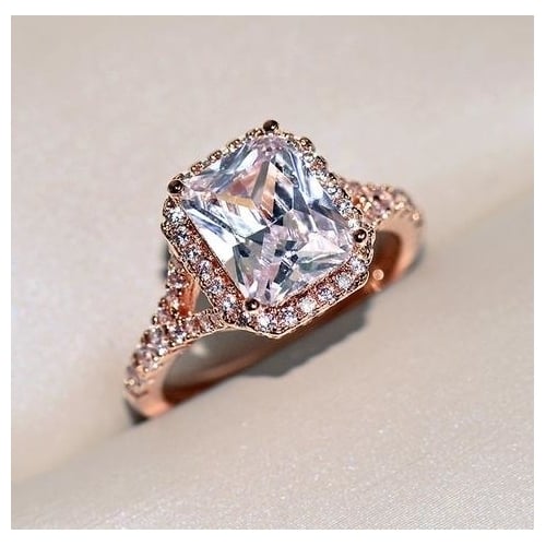 Little exaggeration female pink s set in square wedding proposal rings lovely wind selling rings Image 2