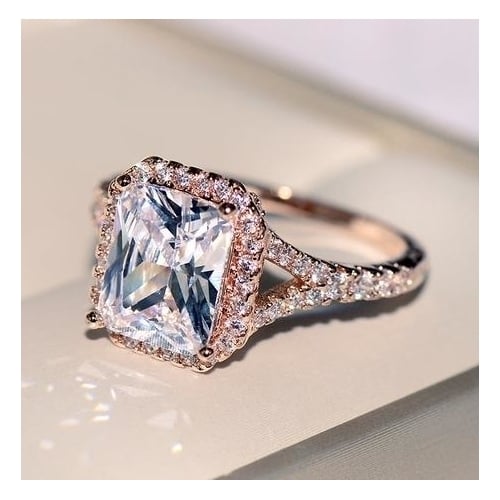 Little exaggeration female pink s set in square wedding proposal rings lovely wind selling rings Image 3