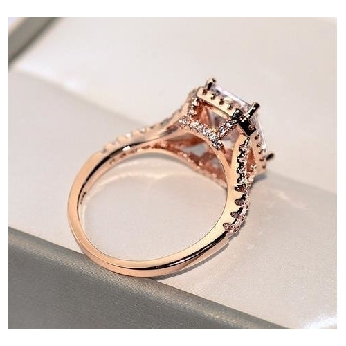 Little exaggeration female pink s set in square wedding proposal rings lovely wind selling rings Image 4