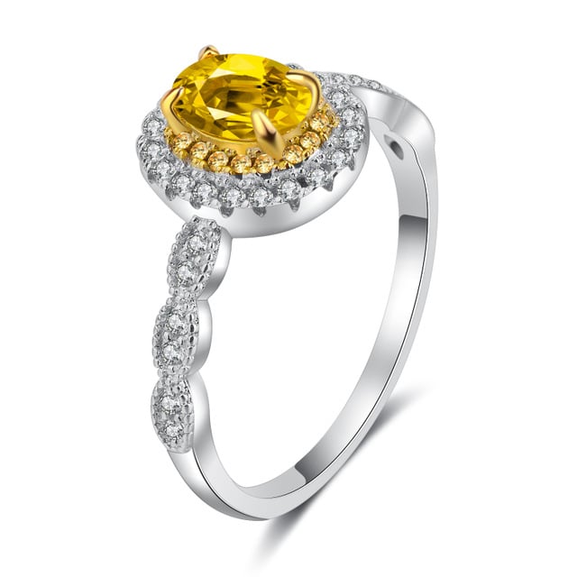 Color yellow ring Ring Popular style platinum Popular style carat group inlaid with womens proposal marriage Image 2