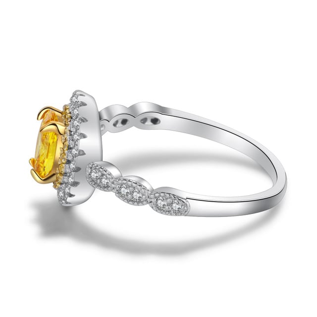 Color yellow ring Ring Popular style platinum Popular style carat group inlaid with womens proposal marriage Image 3