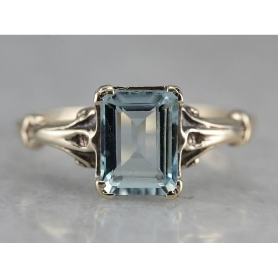 Classic love-shaped sea-blue TOPAZ Popular style Popular style retro Princess ring Image 1