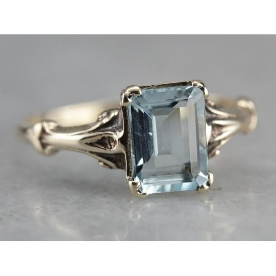 Classic love-shaped sea-blue TOPAZ Popular style Popular style retro Princess ring Image 3