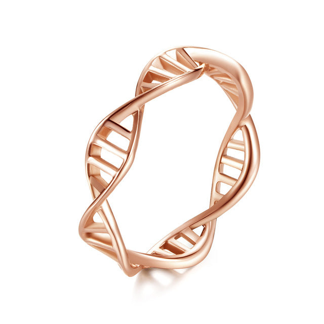 DNA Double Helix Rose- Popular style Ring Titanium Steel Genome Ladys Finger Ring with Simple Flower Patterns Image 1