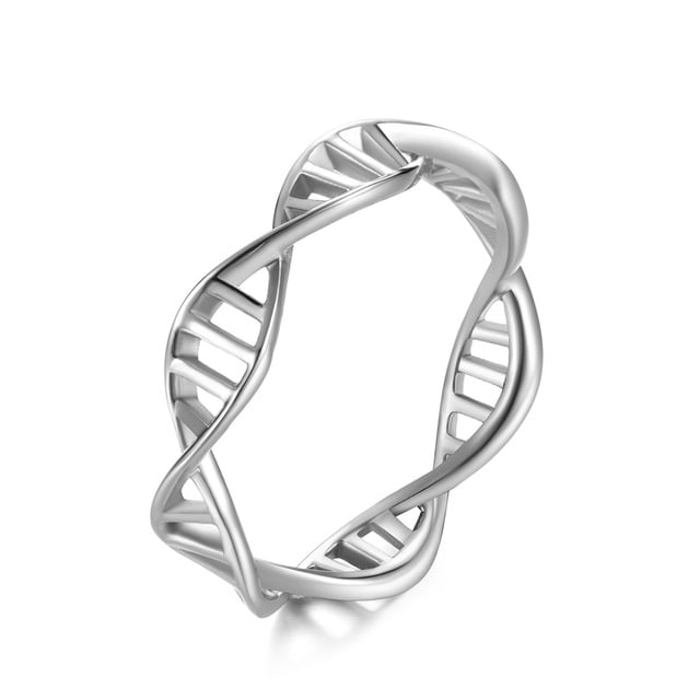 DNA Double Helix Rose- Popular style Ring Titanium Steel Genome Ladys Finger Ring with Simple Flower Patterns Image 2