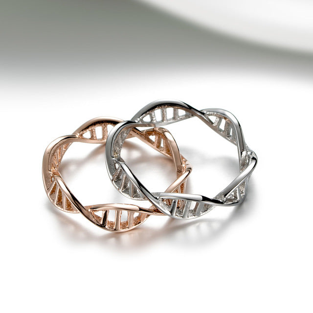 DNA Double Helix Rose- Popular style Ring Titanium Steel Genome Ladys Finger Ring with Simple Flower Patterns Image 3