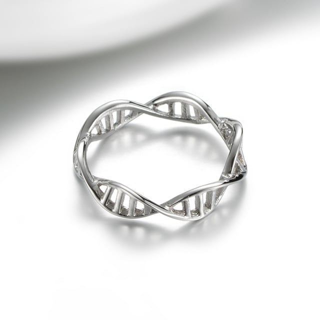 DNA Double Helix Rose- Popular style Ring Titanium Steel Genome Ladys Finger Ring with Simple Flower Patterns Image 4