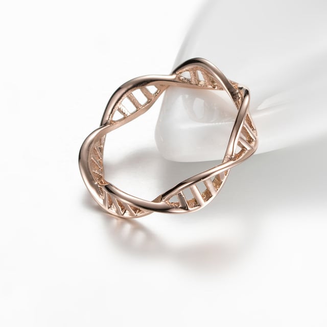 DNA Double Helix Rose- Popular style Ring Titanium Steel Genome Ladys Finger Ring with Simple Flower Patterns Image 4