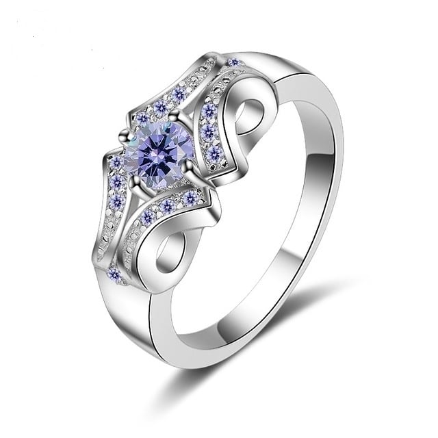 Popular Ring Creative Micro-inlaid Artificial zircon Ring Purple Ring Lady Jewelry Image 1