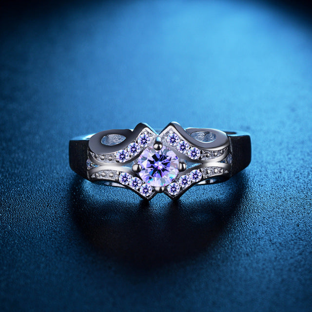 Popular Ring Creative Micro-inlaid Artificial zircon Ring Purple Ring Lady Jewelry Image 2