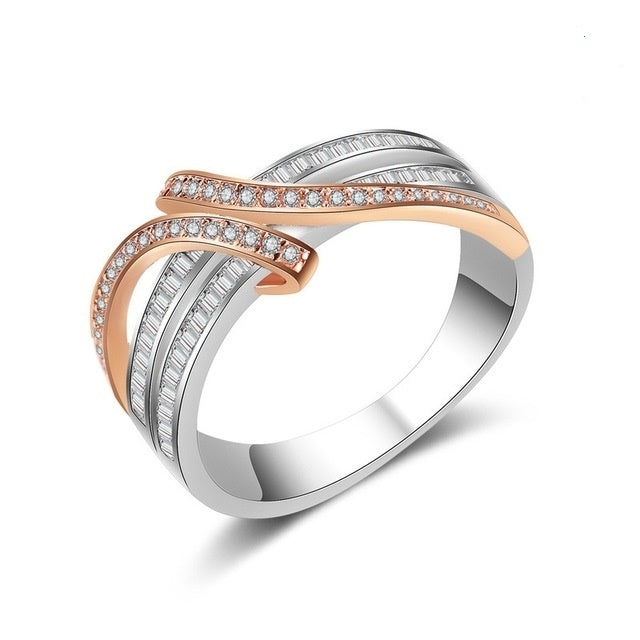 Hot-selling twist cross-color Artificial zircon creative rings Image 1