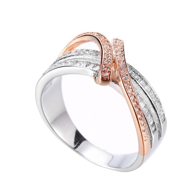 Hot-selling twist cross-color Artificial zircon creative rings Image 2