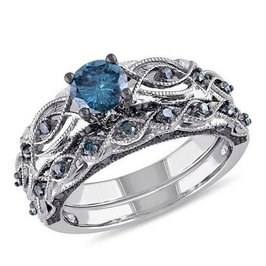 High-grade -inlaid multi-layer luxury double-color sapphire ring Image 1