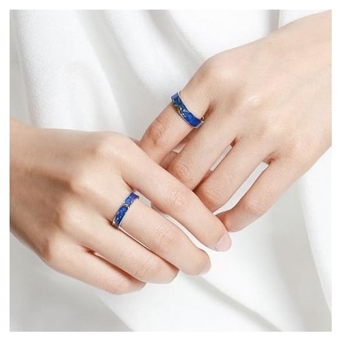 Sterling Fashion style original design day and night thinking couple ring creative simple men and women open ring Image 3