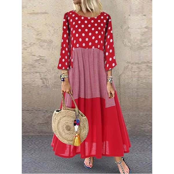 Lightweight Tiered Patterned Long Sleeve Maxi DressMultiple Colors Image 1