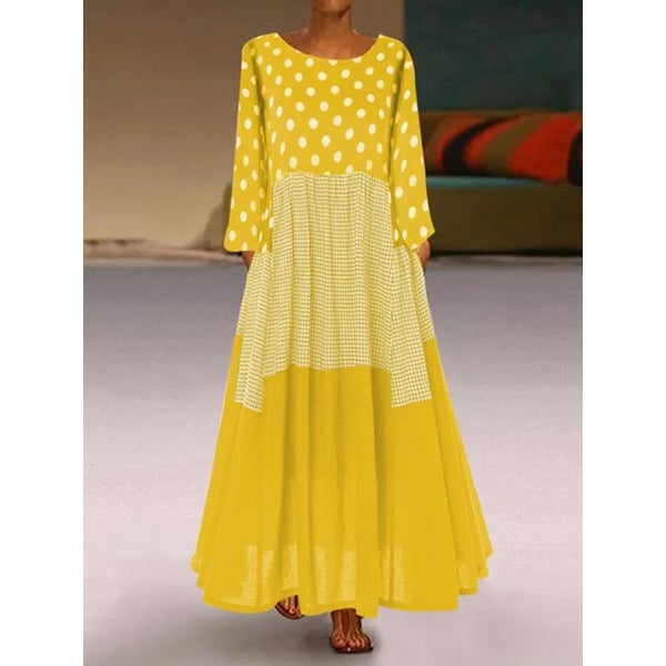 Lightweight Tiered Patterned Long Sleeve Maxi Dress Multiple Colors Image 1