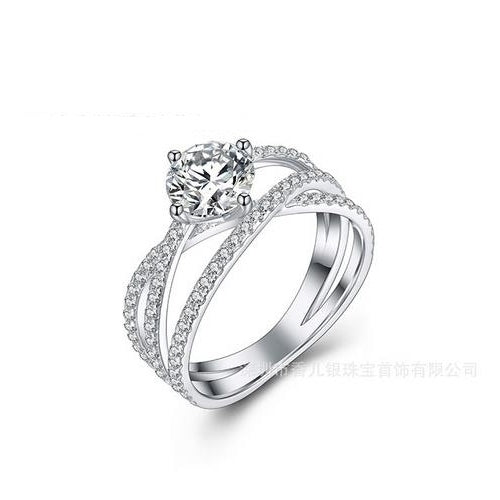 A Clara Mozanstone RingPlatinum Sansheng III Marriage Ring Engagement Finger Image 1