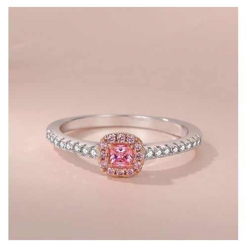 Pink color Popular style -plated micro-set ring Image 1