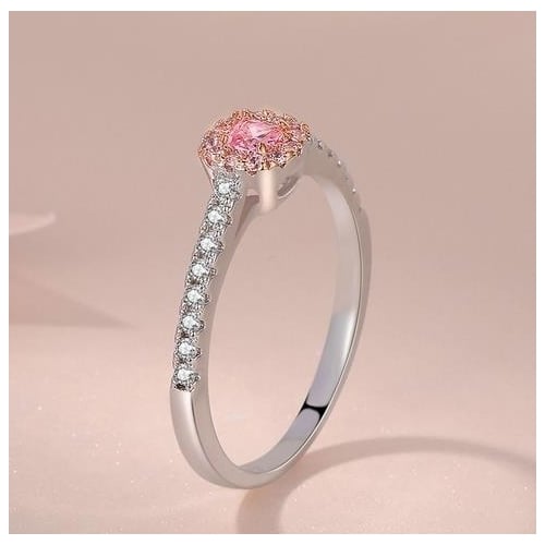 Pink color Popular style -plated micro-set ring Image 3