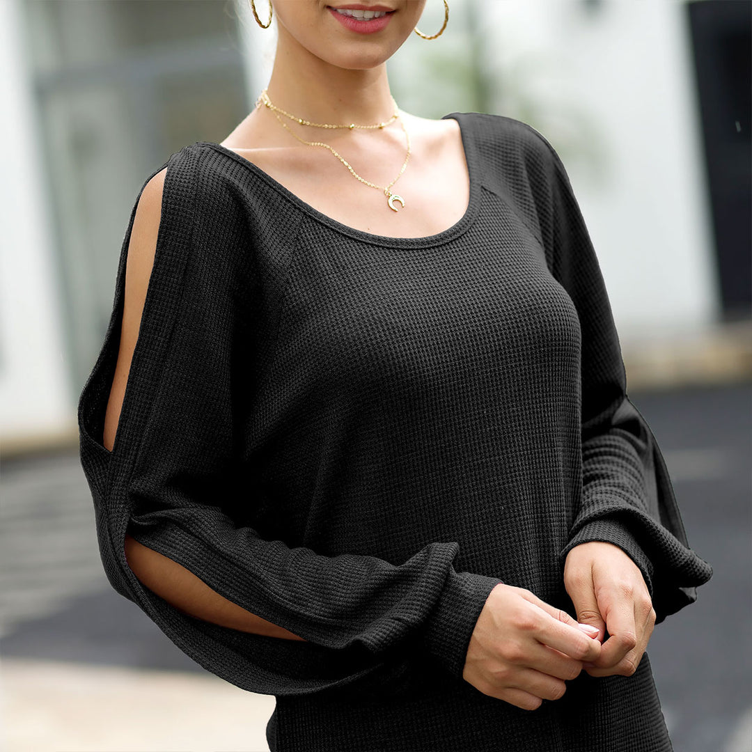 Sleeve Cutout Round Neck Top Shirt Image 4