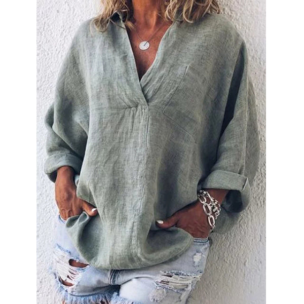 Relaxed Lightweight Popover Long Sleeve TopMultiple Colors Image 4
