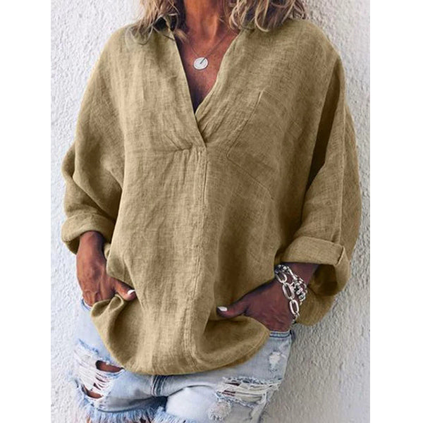 Relaxed Lightweight Popover Long Sleeve TopMultiple Colors Image 6