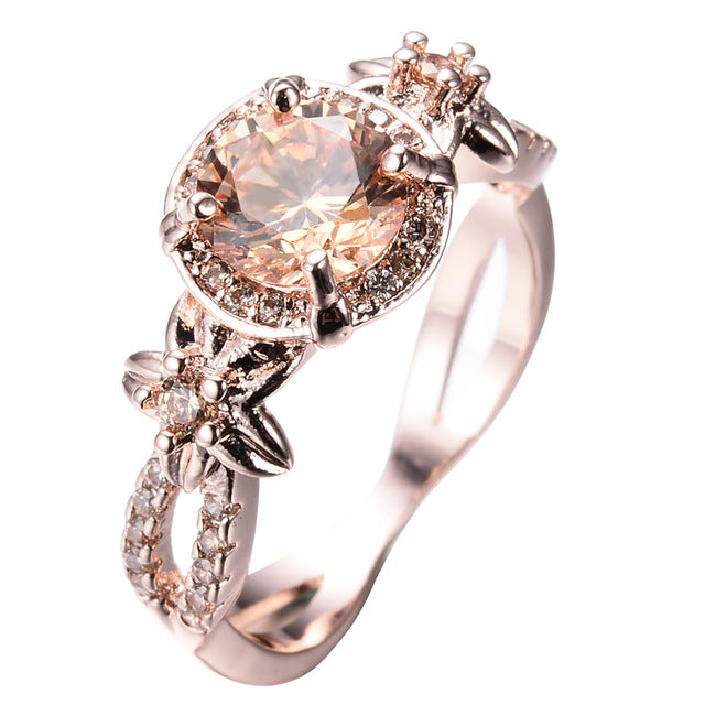 fashion ring Artificial zircon wedding ring flower four claws Popular style Rose Popular style Ring Image 4