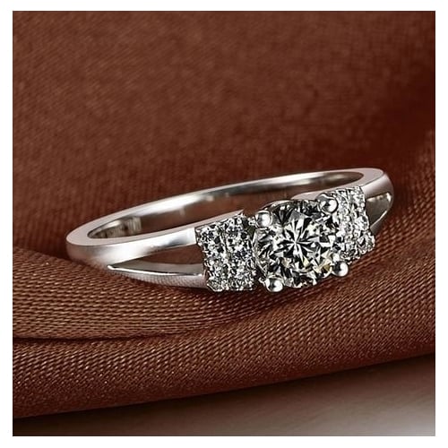 Simple Four-claw Ring Eight Hearts Eight Arrows Super Flash Proposal Ring Image 2