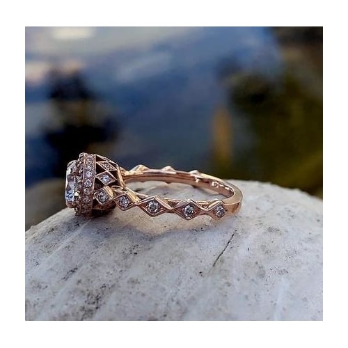 Popular style Rose Popular style Artificial zircon ring Image 1