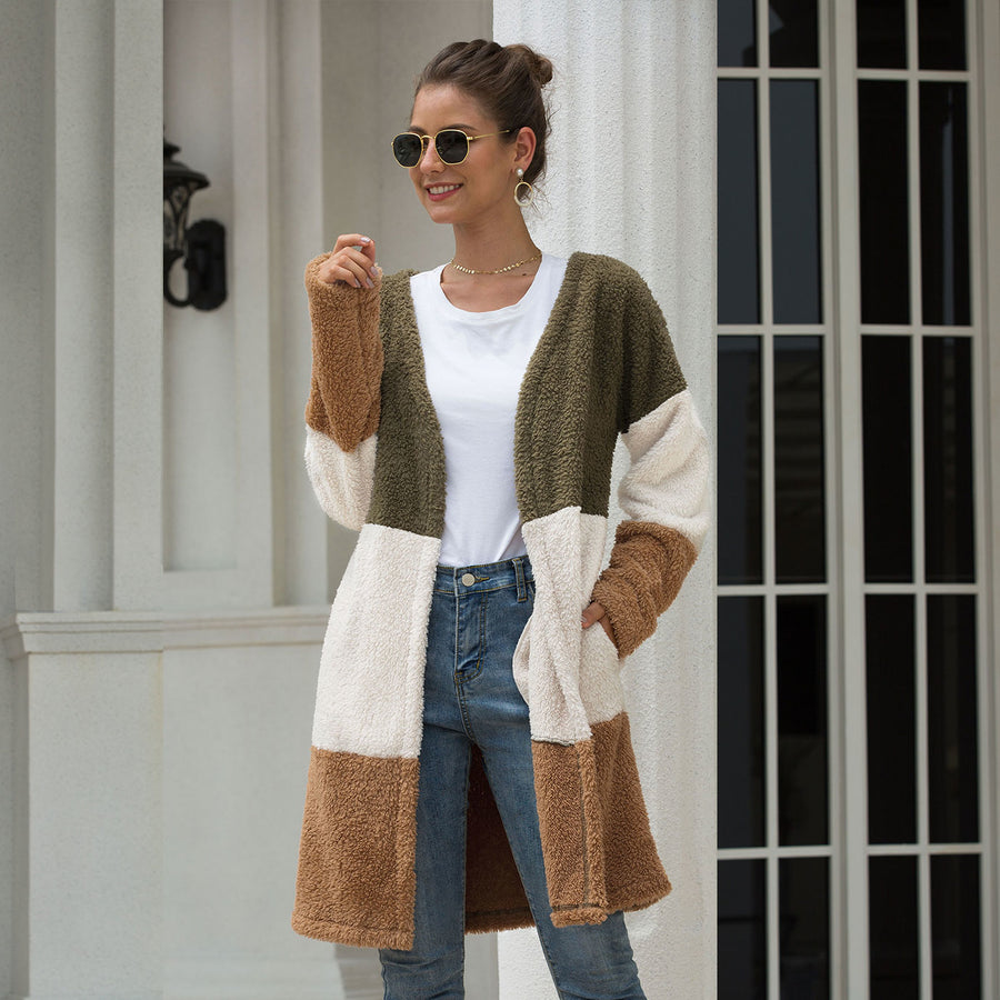 Color Block Stylish Cozy Cardigan Image 1