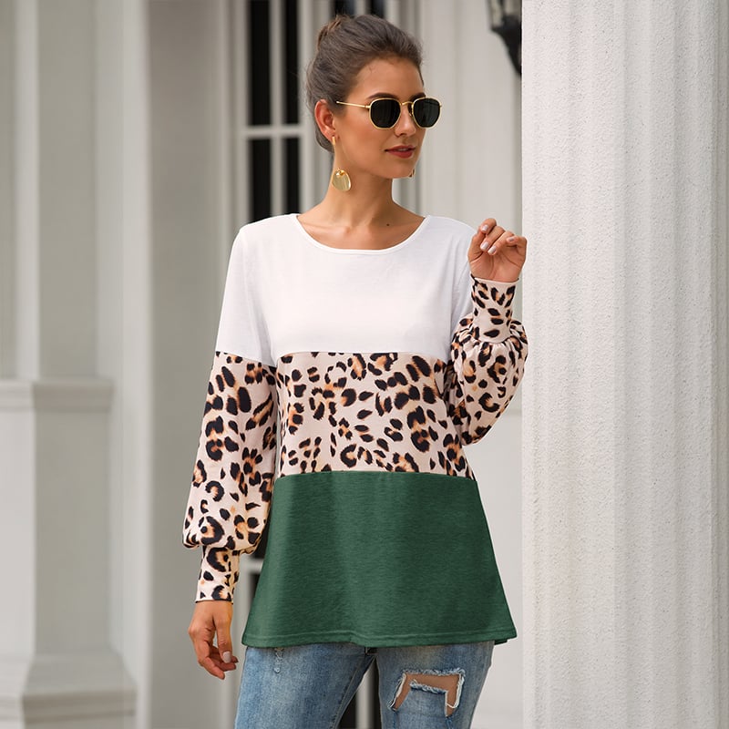 Leopard Accent Print Long Sleeve Shirt Image 1