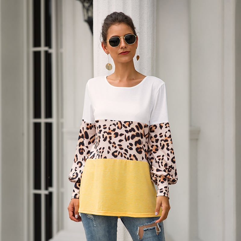 Leopard Accent Print Long Sleeve Shirt Image 1