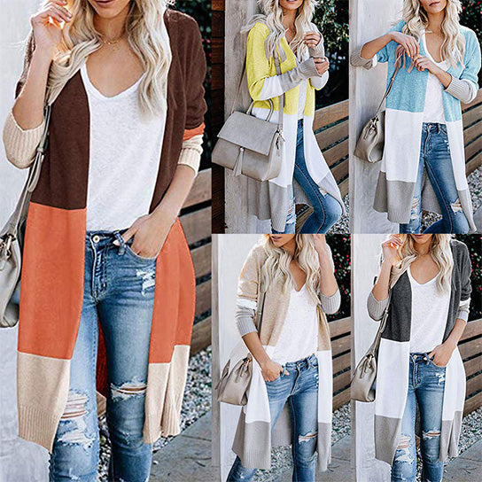 Color Block Cardigan Sweater Image 1