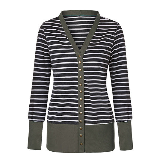 Button Down Striped Cardigan Image 8