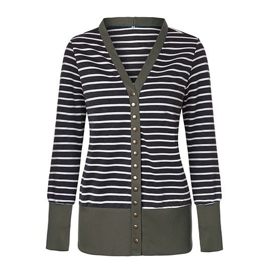 Button Down Striped Cardigan Image 1