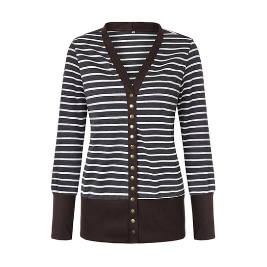 Button Down Striped Cardigan Image 1