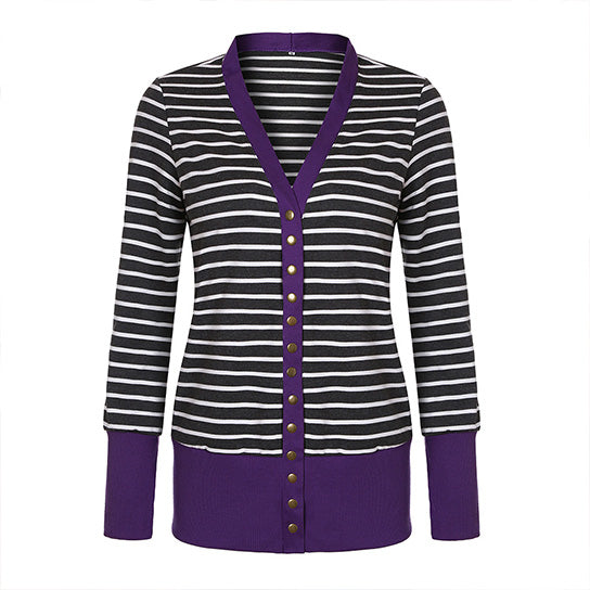 Button Down Striped Cardigan Image 10