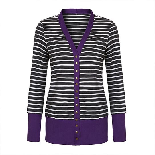 Button Down Striped Cardigan Image 1